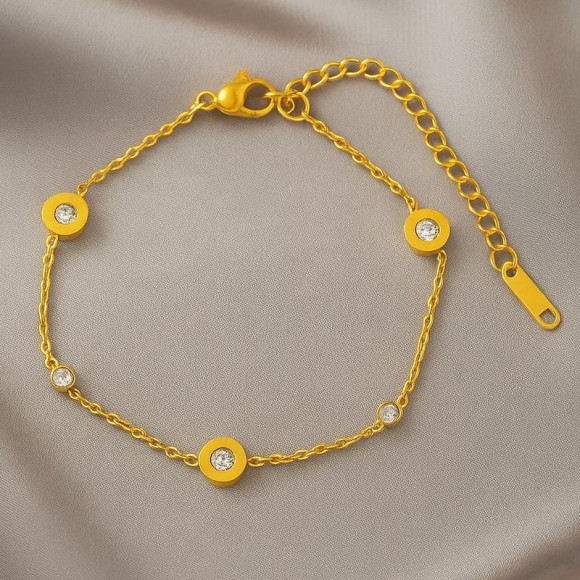 Браслет-нить с декоративными дисками и камнями 1J12014CJJ