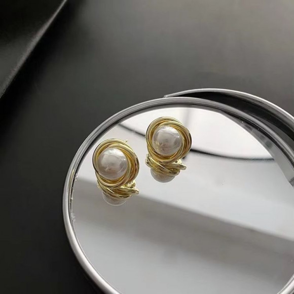 Серьги медь с напылением золотом J10661CJJ