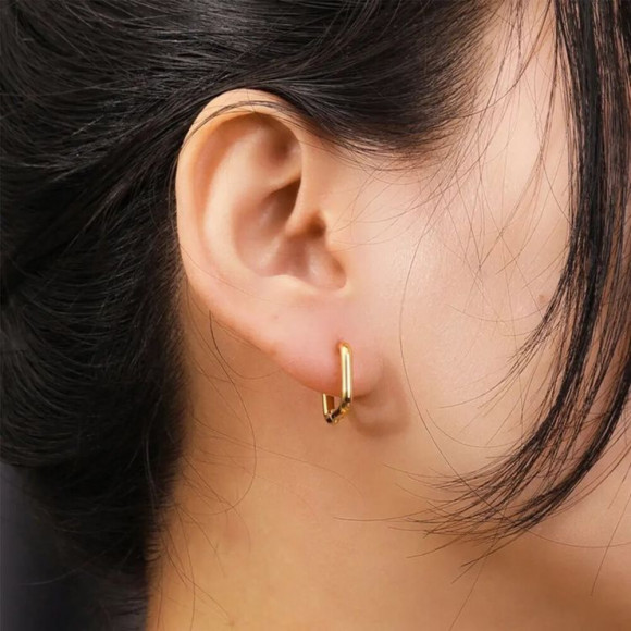 Прямоугольные серьги-кольца конго с широкими гранями J10268CJJ