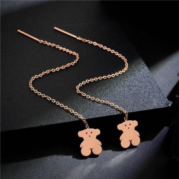 Серьги-продевки с розовыми медвежатами 1J11214CJJ