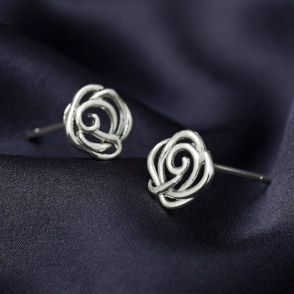 Серьги-гвоздики роза медь напыление платиной 1J12411CJJ