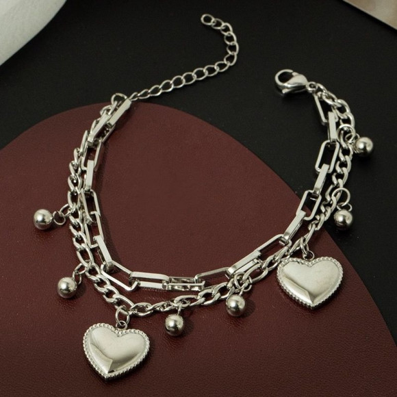 Многослойный браслет с сердцами и шариками 1J12016CJJ