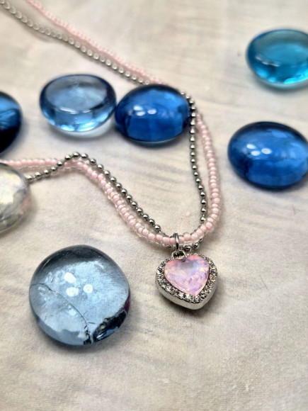 Колье сердце бисер J11438CJJ Колье сердце бисер J11438CJJ