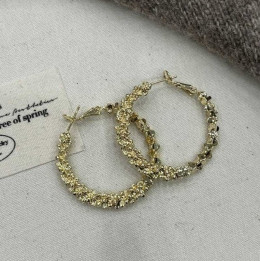 Тонкие серьги-кольца конго с плетением в виде косы 1J11749CJJ