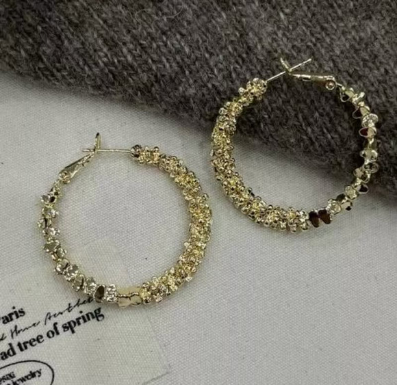 Тонкие серьги-кольца конго с плетением в виде косы 1J11749CJJ