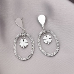 Стальные серьги-кольца с подвеской-клевером 1J10626CJJ