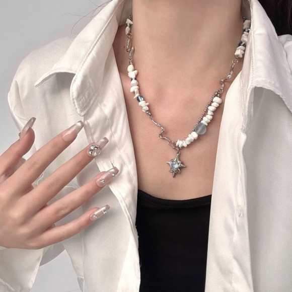 Колье из стали и камня кулон звезда J11439CJJ Колье из стали и камня кулон звезда J11439CJJ