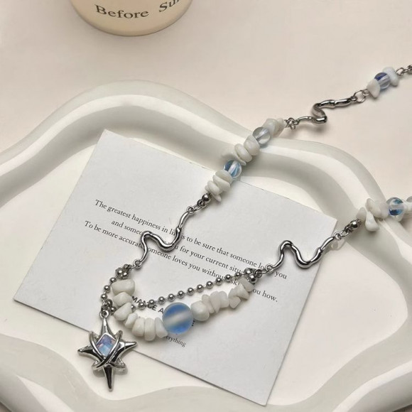 Колье из стали и камня кулон звезда J11439CJJ Колье из стали и камня кулон звезда J11439CJJ