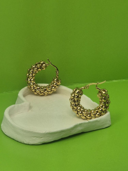 Серьги кольца из стали с напылением золотом J11541CJJ