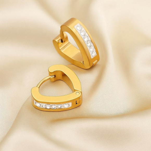 Треугольные серьги-кольца конго с дорожкой страз J10274CJJ