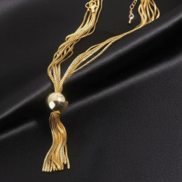 Золотистый длинный лариат с густыми кистями 1J11752CJJ