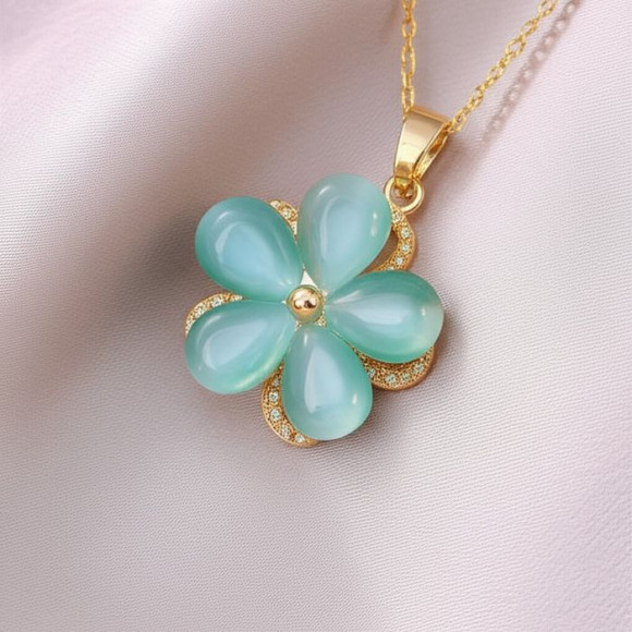 Цепочка с подвеской в форме голубого цветка J10846CJJ Цепочка с подвеской в форме голубого цветка J10846CJJ