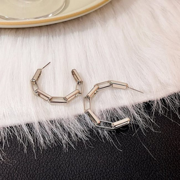 Серьги-кольца конго в виде массивной цепи из прямоугольных звеньев J11588CJJ