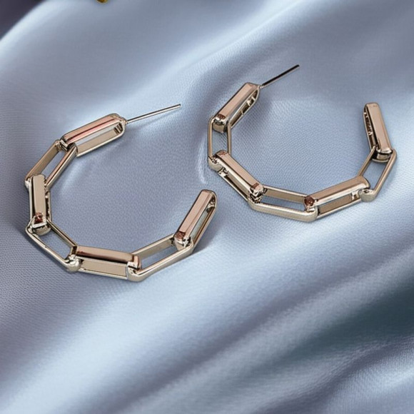 Серьги-кольца конго в виде массивной цепи из прямоугольных звеньев J11588CJJ