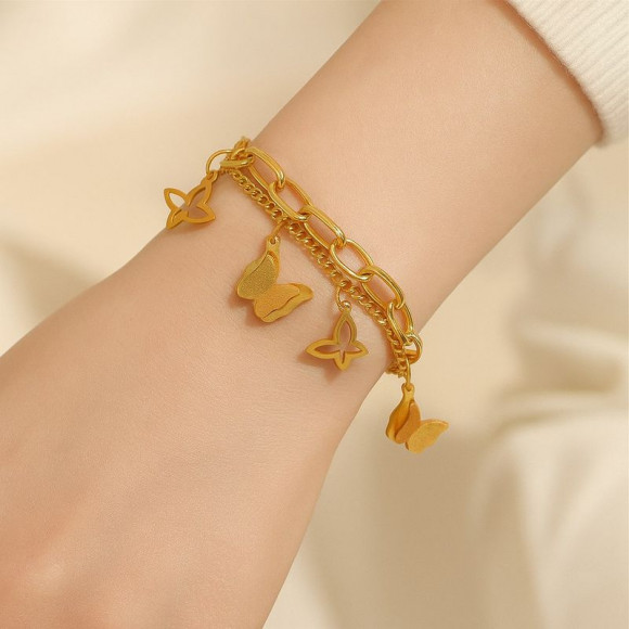 Многослойный браслет с подвесками-бабочками 1J12022CJJ Многослойный браслет с подвесками-бабочками 1J12022CJJ