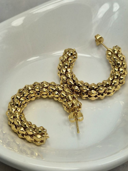 Серьги кольца из стали с напылением золотом J11543CJJ Серьги кольца из стали с напылением золотом J11543CJJ