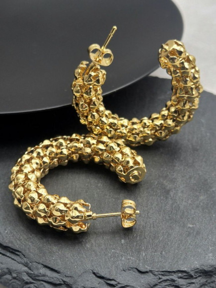 Серьги кольца из стали с напылением золотом J11543CJJ Серьги кольца из стали с напылением золотом J11543CJJ