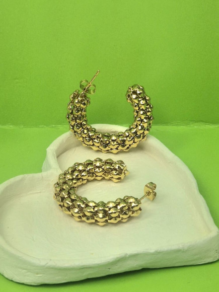 Серьги кольца из стали с напылением золотом J11543CJJ Серьги кольца из стали с напылением золотом J11543CJJ