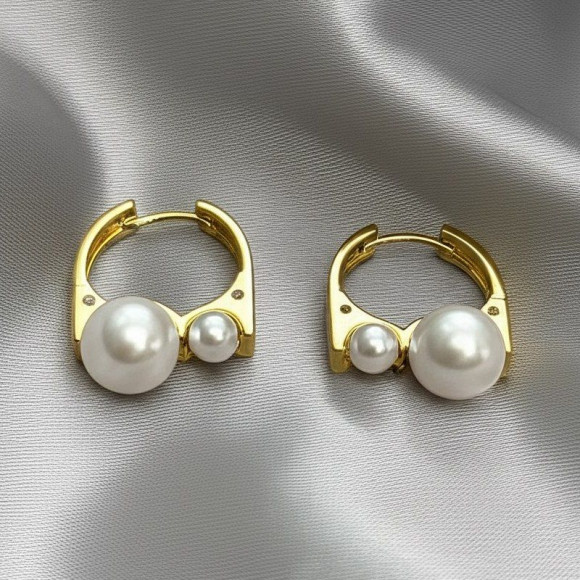 Серьги медь с напылением золотом и жемчугом 1J11992CJJ