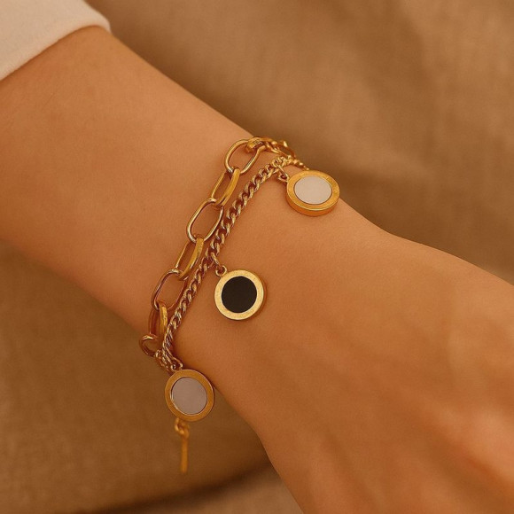 Браслет из титановой стали напыление золотом 1J12023CJJ