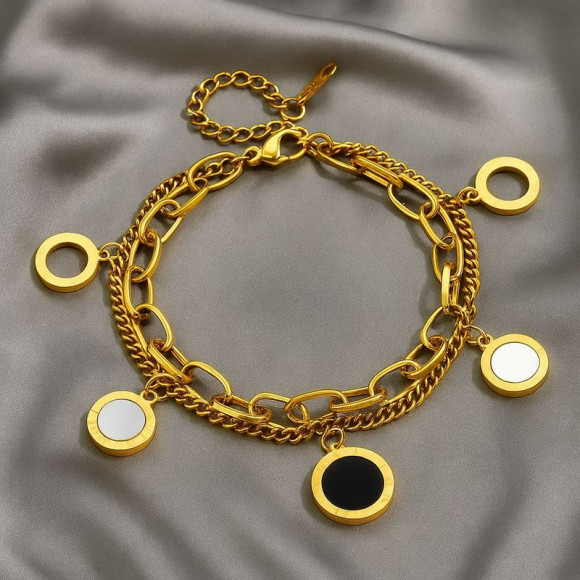 Браслет многослойный с перламутровыми медальонами 1J12023CJJ Браслет многослойный с перламутровыми медальонами 1J12023CJJ