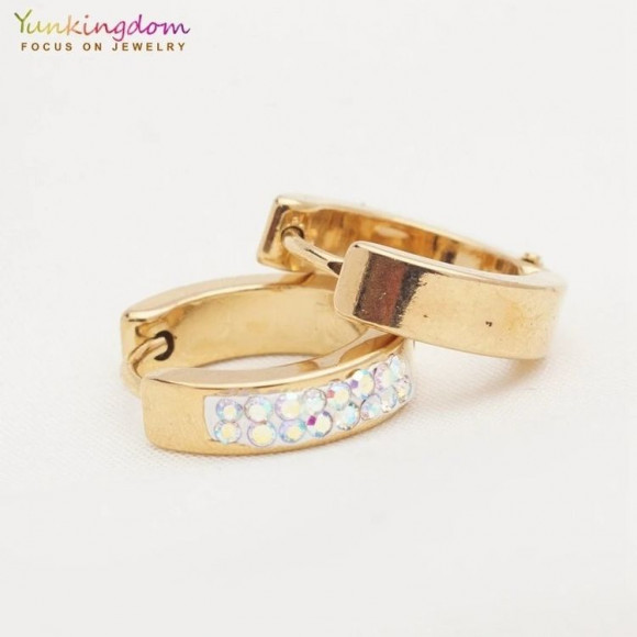 Стальные серьги-конго с напылением золотом вставка стекло J10276CJJ