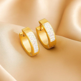 Золотистые серьги-кольца конго со вставкой «алмазная пыль» J10276CJJ Золотистые серьги-кольца конго со вставкой «алмазная пыль» J10276CJJ