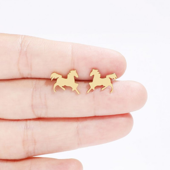 Серьги лошади титановая сталь напыление золотом 1J12420CJJ Серьги лошади титановая сталь напыление золотом 1J12420CJJ