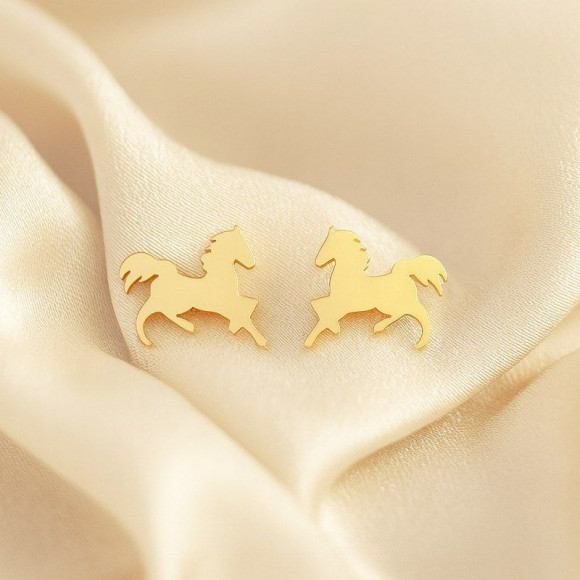 Серьги лошади титановая сталь напыление золотом 1J12420CJJ Серьги лошади титановая сталь напыление золотом 1J12420CJJ