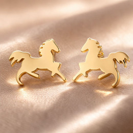 Серьги лошади титановая сталь напыление золотом 1J12420CJJ