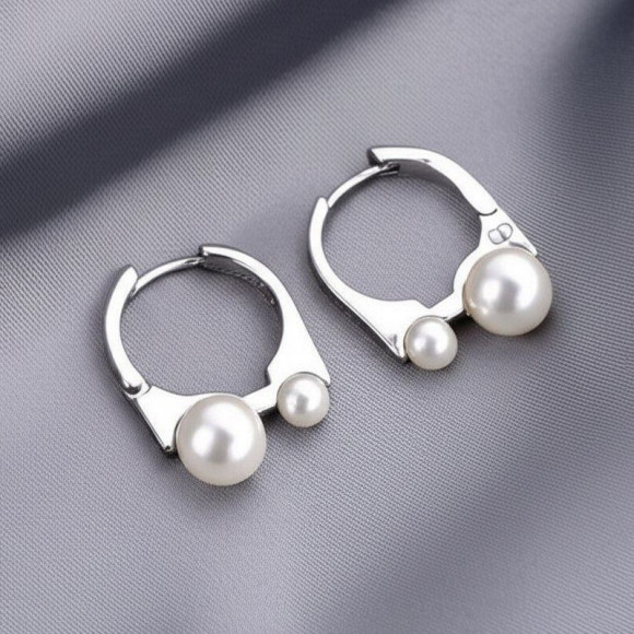 Серьги медь с напылением платиной и жемчугом 1J11993CJJ