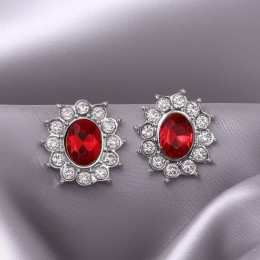 Серьги-пусеты со стразами и красным кристаллом 1J11555CJJ Серьги-пусеты со стразами и красным кристаллом 1J11555CJJ