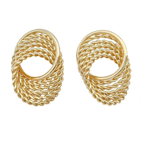 Золотистые серьги-пусеты Сетчатые сферы из ювелирного сплава 1J11592CJJ