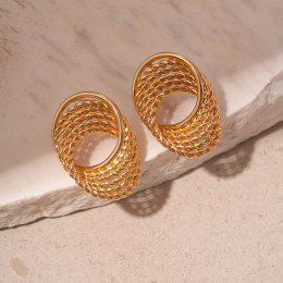 Золотистые серьги-пусеты Сетчатые сферы из ювелирного сплава 1J11592CJJ Золотистые серьги-пусеты Сетчатые сферы из ювелирного сплава 1J11592CJJ