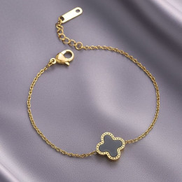 Браслет-нить с клевером и черной эмалью 1J12026CJJ