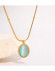 Стальная цепочка с напылением золотом с овальным кулоном и зеленой вставкой J10081CJJ Стальная цепочка с напылением золотом с овальным кулоном и зеленой вставкой J10081CJJ