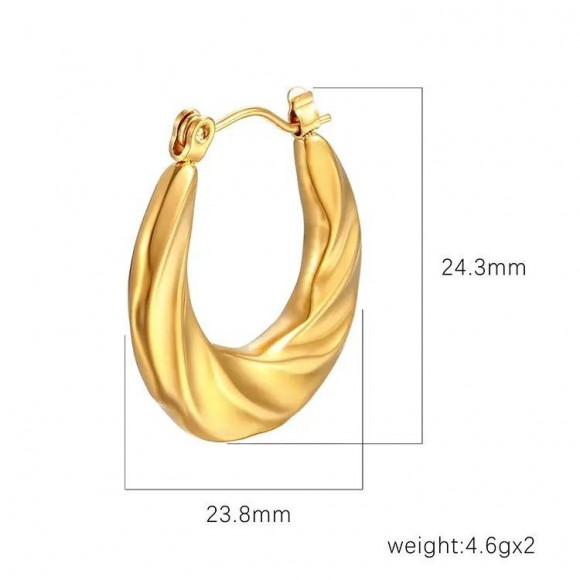 Стальные серьги-булавка с напылением золотом закрученная подкова J10279CJJ Стальные серьги-булавка с напылением золотом закрученная подкова J10279CJJ