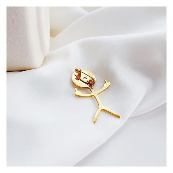 Брошь Медицинская сталь с напылением золотом J11077CJJ Брошь Медицинская сталь с напылением золотом J11077CJJ