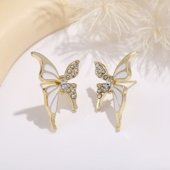 Серьги серебряный гвоздик со стразами бабочки J11558CJJ Серьги серебряный гвоздик со стразами бабочки J11558CJJ
