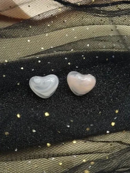 Набор серег акрил кольца и сердца (4 пары) J10022CJJ