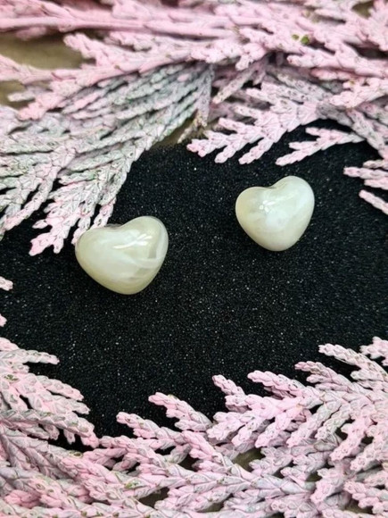 Набор серег акрил кольца и сердца (4 пары) J10022CJJ