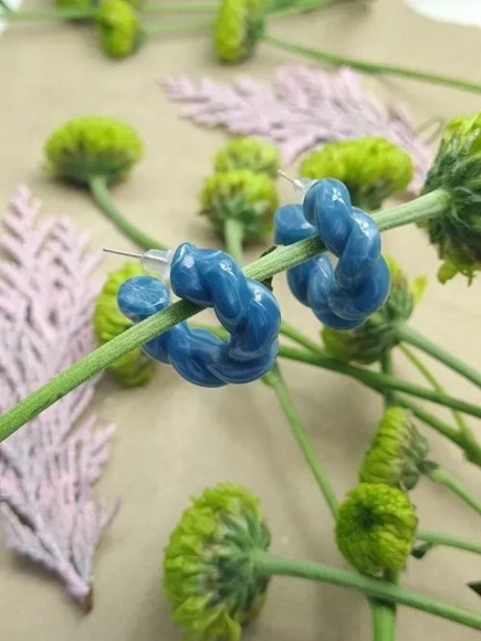 Набор серег акрил кольца и сердца (4 пары) J10022CJJ