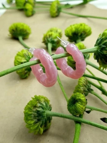 Набор серег акрил кольца и сердца (4 пары) J10022CJJ