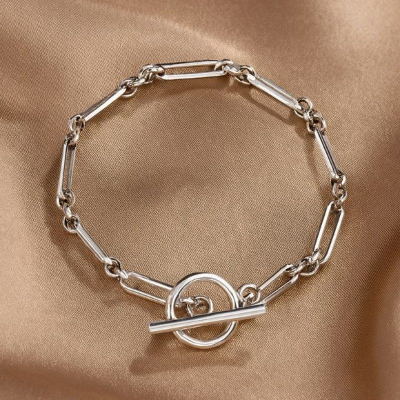 Браслет из цилиндрических звеньев с замком тогл 1J12463CJJ