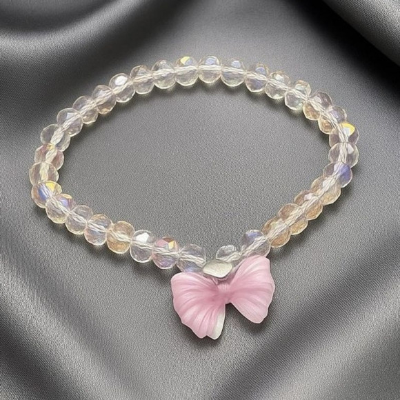 Браслет сияющие кристаллы с розовым бантом J10767CJJ