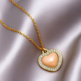 Романтичная цепочка с кулоном в форме перламутрового сердца J10899CJJ Романтичная цепочка с кулоном в форме перламутрового сердца J10899CJJ