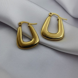 Стальные серьги-булавка с напылением золотом прямоугольная подкова J10282CJJ Стальные серьги-булавка с напылением золотом прямоугольная подкова J10282CJJ