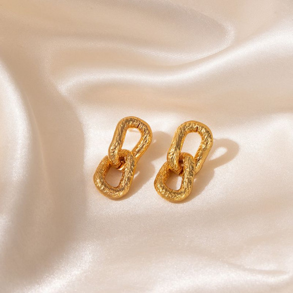 Висячие серьги-звенья с песочной фактурой 1J12521CJJ