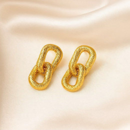 Висячие серьги-звенья с песочной фактурой 1J12521CJJ