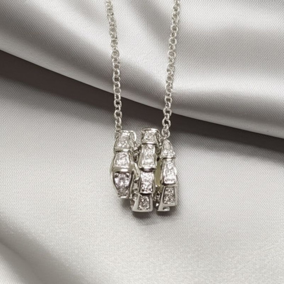 Платиновая Цепочка с кулоном Змея и кристаллами 1J11964CJJ